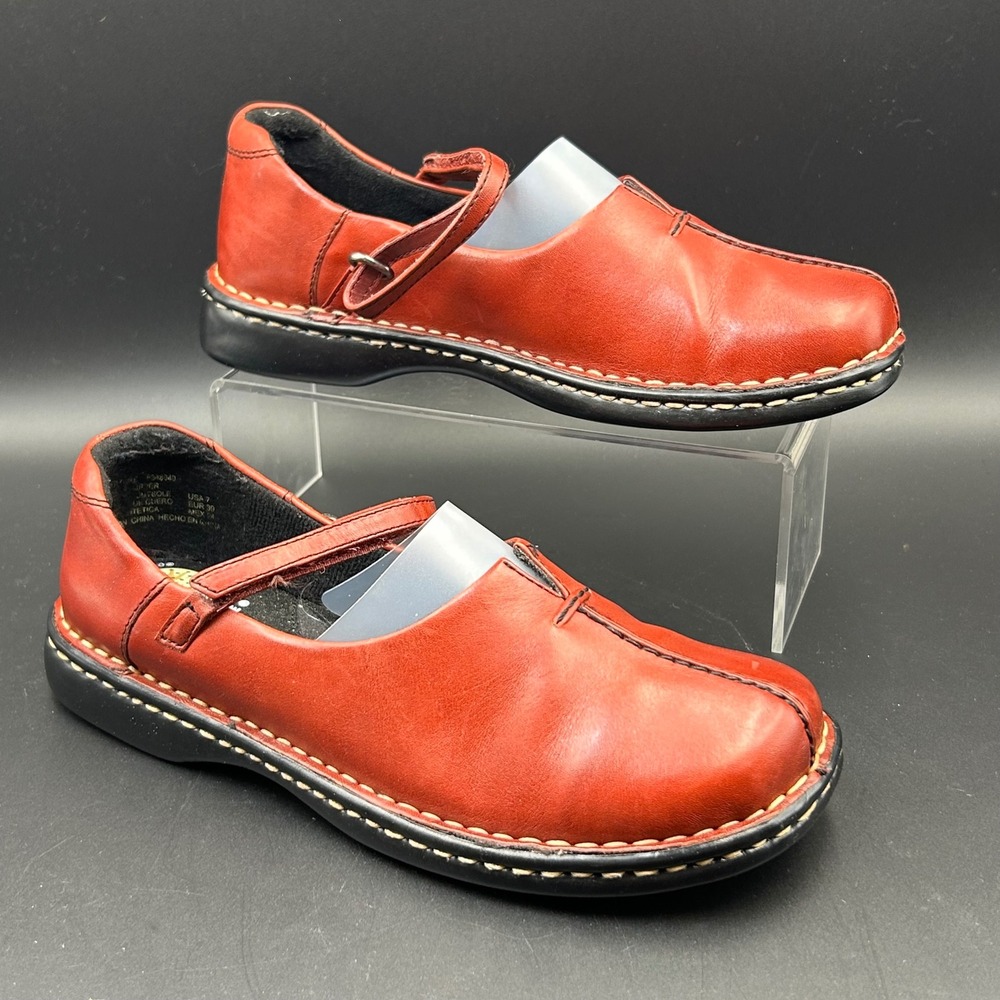 Earth Shoe Departure Mary Jane Women 7 Red Leather Comfort Gelron 2000 Gorpcore